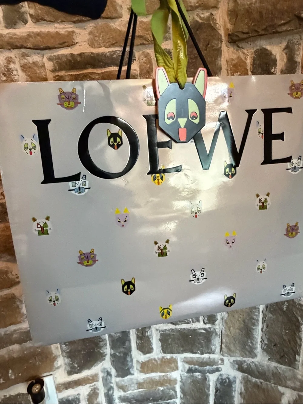 Loewe Light Gray Shopper with Multicolor Future Cat Character Motifs